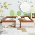 thumbnail image 3 of Ocuuziisu King Size Upholstered Daybed Frame with Fence and Stairs, Brown and White, 3 of 9