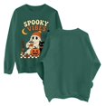 thumbnail image 5 of Womens Crew Neck Sweatshirts Spooky Vibes Mummy Black Cat Pumpkin Graphic Vintage Y2K Pullover Streetwear Top Fall Winter Oversized Sweatshirts Dark Green M, 5 of 5