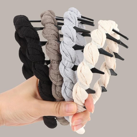 Zigzag Headbands for Women Elastic Teeth Comb Hair Band Non Slip Twisted Head Band Fashion Hair Accessories for Women, 4 Pack