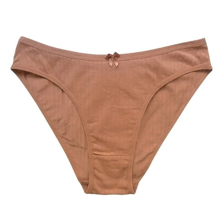 Scyoekwg Women s Cotton Underwear Knickers Comfort Low Waisted Underwear Ladies Underpants Hipster Panties Solid Color Stretchy Underpants(Khaki S)