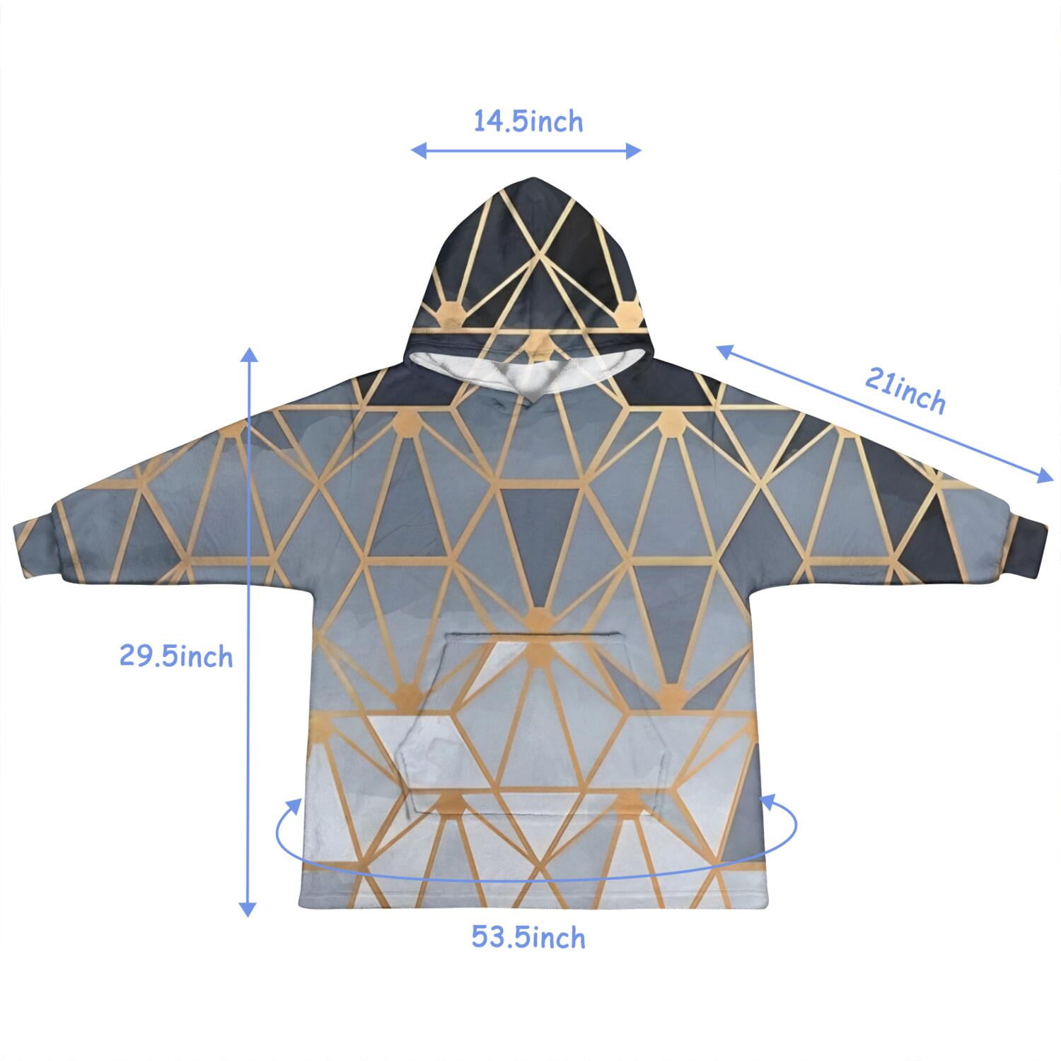 Gold Black Checkered Pattern Blanket Hoodies for Kids 6-13YR Oversize Wearable Blanket Hoodies for Boys Girls Teens