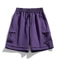 thumbnail image 2 of HAPIMO Elastic Waist Drawstring Comfy Shorts for Beach Vacation Lightweight Relaxed Fit Solid Color Casual Outings Sports Shorts Men's Shorts Breathable Shorts Purple X-Large, 2 of 4