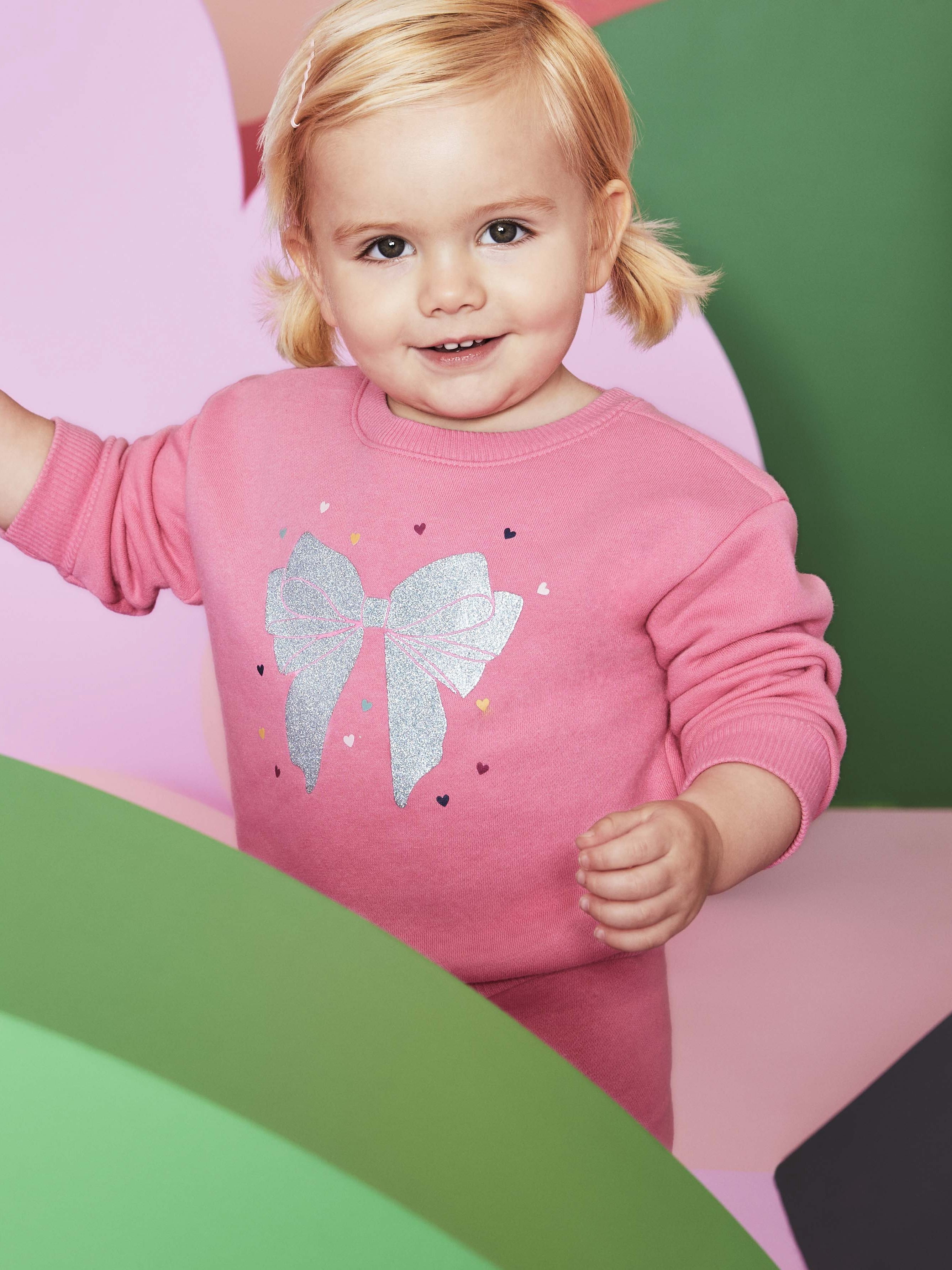 Garanimals Baby Girls Graphic Fleece Sweatshirt with Long Sleeves, Sizes 6-24 Months