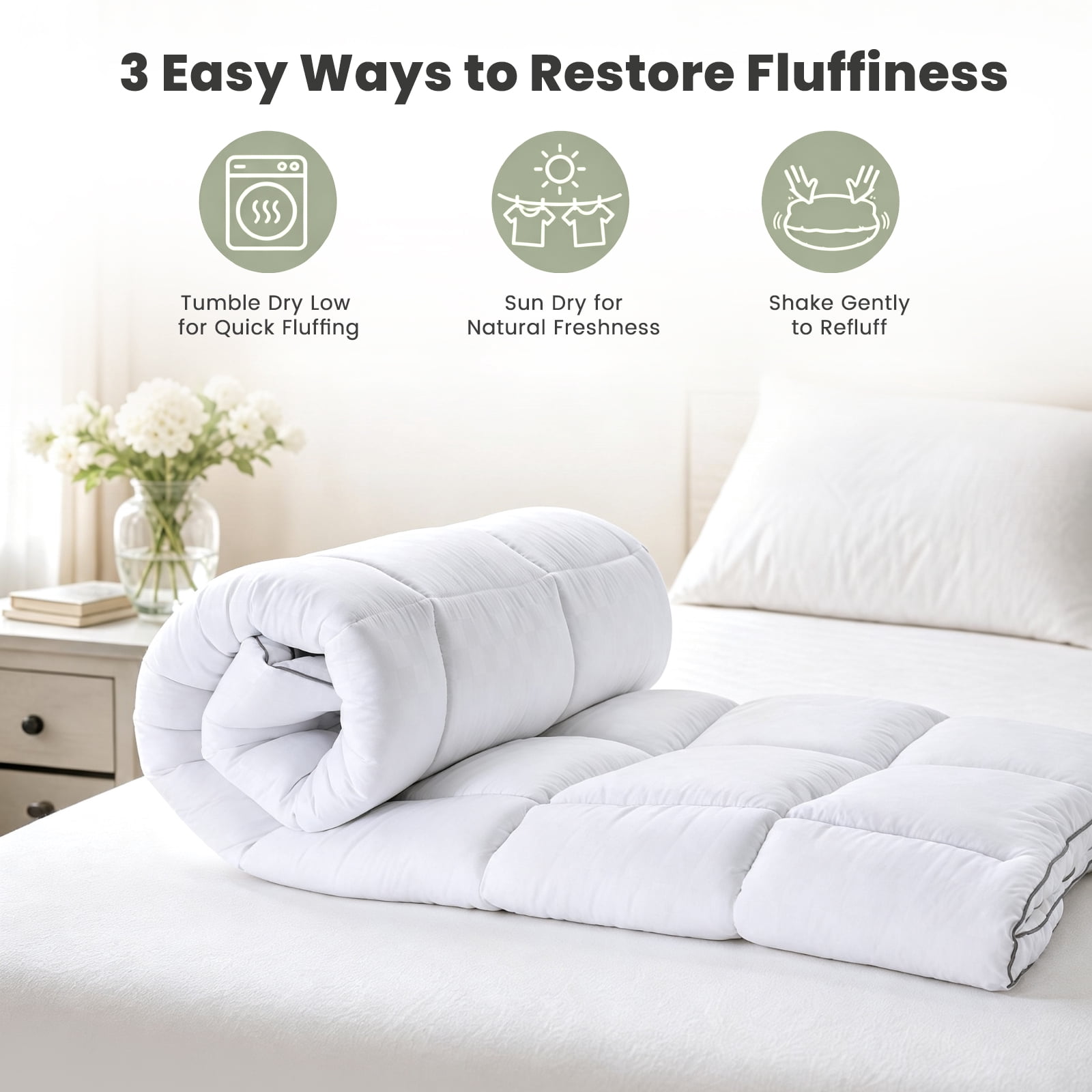WISHEAD Full Mattress Topper, Plush Pillow Top Mattress Pad, 700 GSM Down Alternative Fill, Cooling 400TC Breathable Cover, Deep Pocket Up to 21", White
