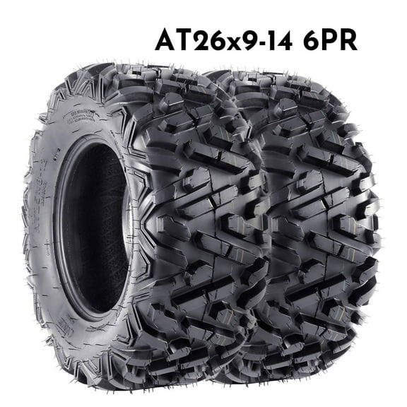 M optimized Set of 2 QD518 26x9-14 26x9x14 6 Ply M/T ATV UTV Mud Tire Off-Road Tires All-Terrain, Tubeless Black