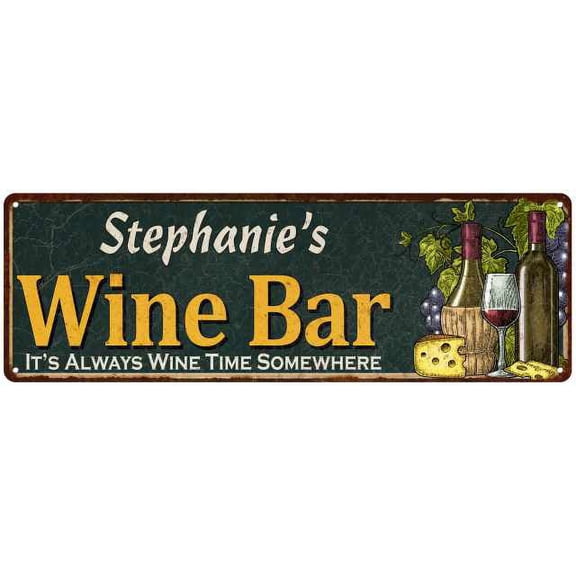 Stephanie's Wine Bar Green Chic Sign Home Kitchen Decor 6x18 106180001042