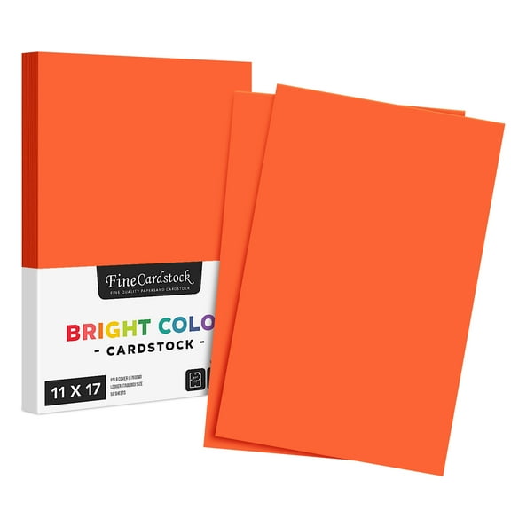 Premium Color Card Stock Paper - 65 Lb Cover Cardstock - 50 Sheets per Pack (11 x 17, Dark Orange)
