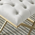 thumbnail image 5 of Contemporary Velvet and Stainless Steel Bench Ivory and Gold, 5 of 6