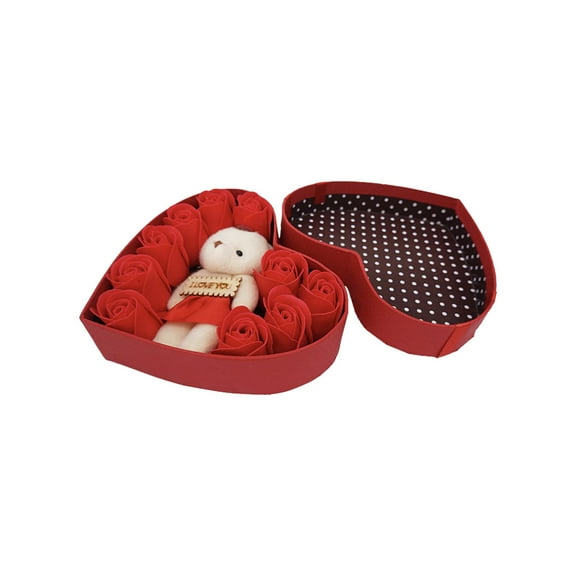 Rose Gift Box with Flower Bear - Perfect Valentine's Day, Birthday, Qixi Festival Romantic Present - Elegant Keepsake Arrangement for Her - 1 Piece