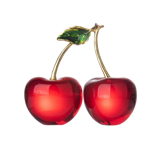 Longwin Crystal Cherry Glass Ornament Home Paperweight Office Ornament Desktop Gift