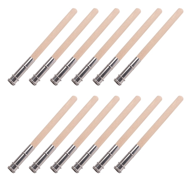 12 Extensores de Lápiz Madera para Artistas con Manejar Metal Ajustable, Alargador, Tirador Lápiz, Soporte Carbón