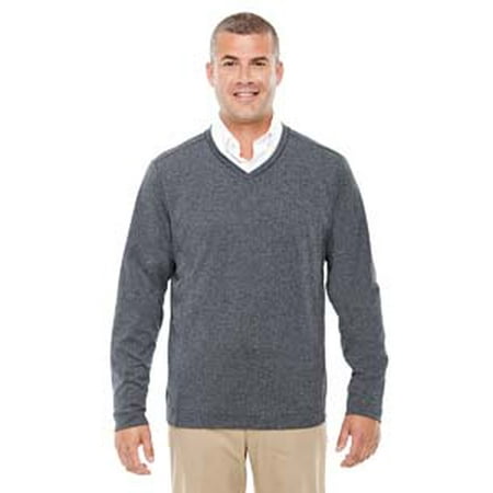 Adult V-neck Pullover - Devon & Jones Adult Fairfield Herringbone V-Neck Pullover