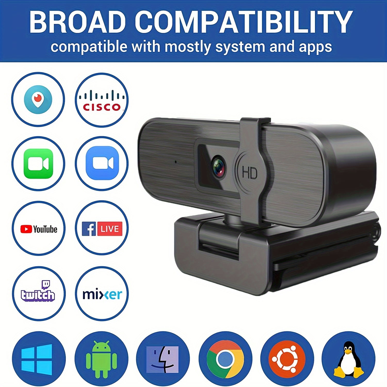 4K Webcam with Auto Zoom, Remote & Privacy Cover, Adjustable White Balance, Built-in Mic, Plug & Play for Laptop/Desktop, Ideal for Video Calls and Meetings
