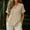 *Beige, variant on Women's V Neck Short Sleeve Ruffle Trim Peplum Blouse,Casual Solid Color Linen Blend Babydoll Top Army Green,Women's Plus M