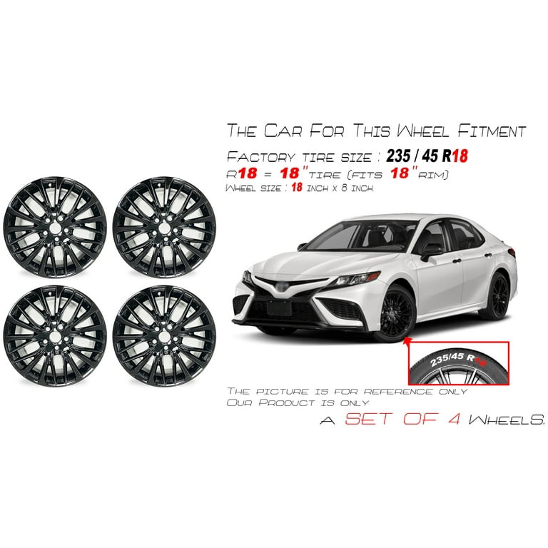 New 18x8 Alloy Wheel For 2018-2022 Toyota Camry - Machined Black Design, 5x114.3 Bolt Pattern, 50mm Offset
