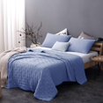 thumbnail image 3 of Kasentex  3-Piece Quilt Set Ultra Soft Microfiber Stone-Washed Lightweight All Season Light Blue King, 3 of 7