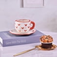 thumbnail image 4 of Juego de taza de café de cerámica con bandeja de té, linda taza creativa con diseño irregular único, adecuada para la oficina y el hogar, apta para lavavajillas, microondas, 10 oz/3, 4 of 5