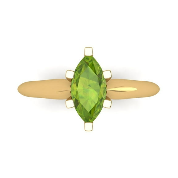 Solitaire Engagement Ring for Women - 1ct Natural Peridot in 18K Yellow Gold Promise Ring