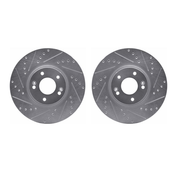 Dynamic Friction Company Front Brake Rotors-Drilled and Slotted-Silver 7002-03032