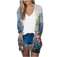thumbnail image 2 of LOVZFMLL Vestes pour Femmes Imprimé Manches Longues Blouse Décontractée avec Poche Cardigan Extérieur, 2 of 6
