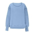 thumbnail image 5 of HOMBOM Plain Womens Sweatshirts Crew Neck Blue Oversized Christmas Tops Winter Pullover Long Sleeve Cozy Fleece Sweatshirt XL, 5 of 9