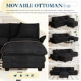 thumbnail image 5 of Muumblus 108" Modular Sectional Sofa with Ottoman, L-Shaped Couch with Chaise, Corduroy Sleeper Couch for Living Room, Black, 5 of 11