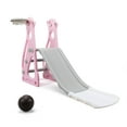 thumbnail image 4 of CIPACHO Kids Slide Playset with Basketball Hoop, Climbing Ramp, Indoor Outdoor Kids Playground, Pink, 4 of 12