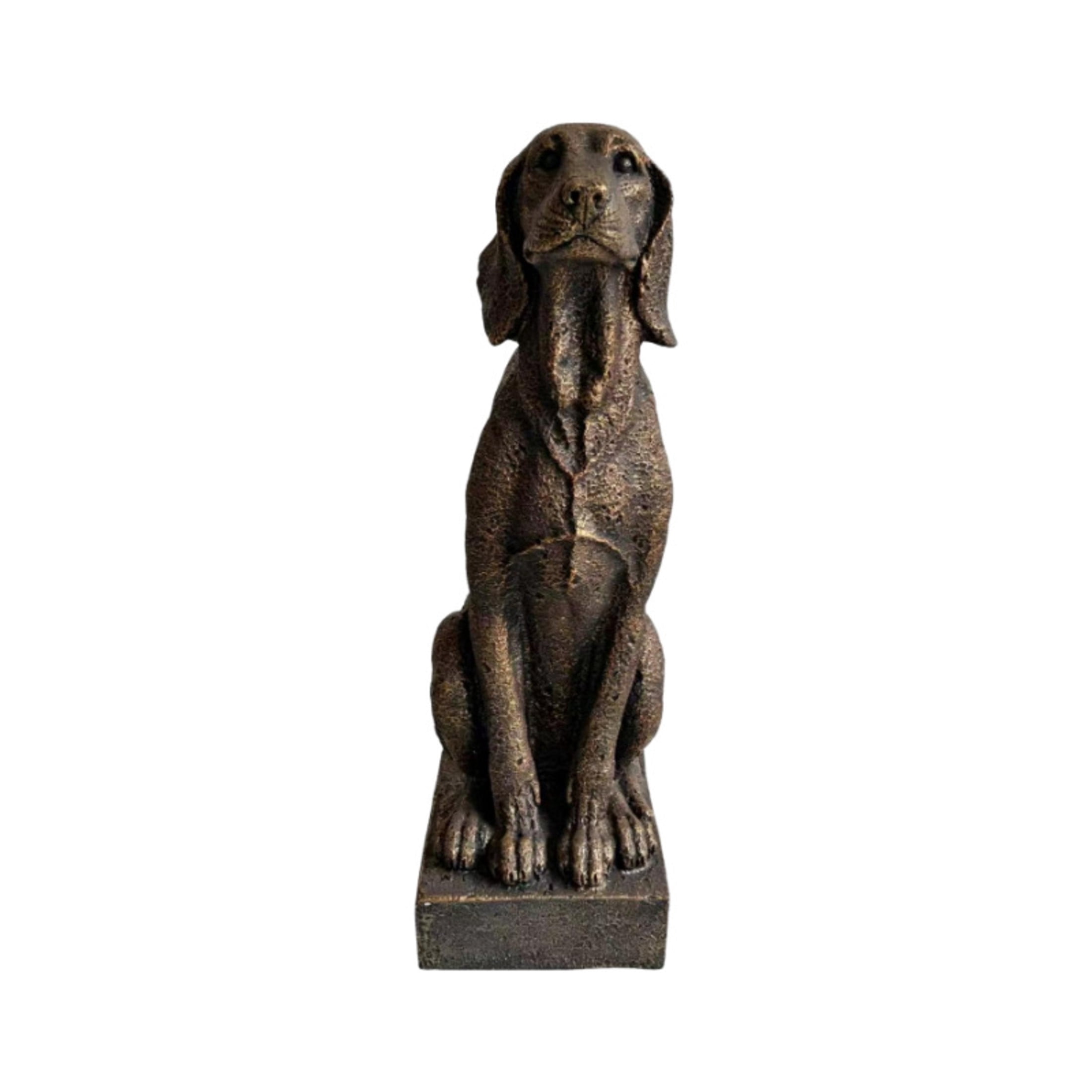 GDF Studio Hound Dog Resin Indoor/Outdoor Guardian Statue, Weather-Resistant Decor Figurine for Garden & Courtyard