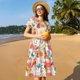 thumbnail image 4 of Easygdp Flowers And Birds Watercolor para Vestido Transpirable de Mujer, Vestido Suelto de Manga Corta con Pliegues y Bolsillos para el Verano, 4 of 6