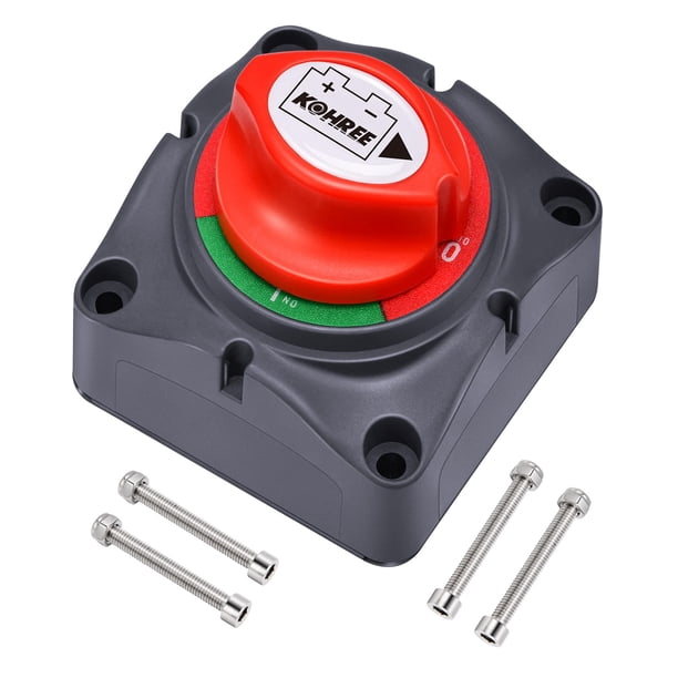 Kohree Interruptor de desconexión de batería 12 V-48 V aislador de batería interruptor maestro de corte de energía impermeable para RV ATV coche barco marino AUTO con 4 pernos de montaje 275 amperios