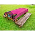 thumbnail image 1 of Mexican Outdoor Tablecloth, View of Folkloric Serape Blanket Charro and Music Instruments Cultural Elements, Decorative Washable Fabric Picnic Tablecloth, 58 X 104 Inches, Fuchsia Purple, by Ambesonne, 1 of 2