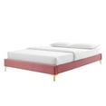thumbnail image 1 of Platform Bed Frame, Queen Size, Velvet, Pink, Modern Contemporary Urban Design, Bedroom Master Guest Suite, 1 of 7