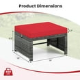 thumbnail image 2 of Costway Patio Ottomans Set of 2 PE Rattan Footstools with Removable Cushions & Metal Frame Red, 2 of 9