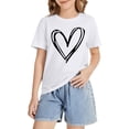 thumbnail image 4 of YunPes Cute Heart Print Shirt Casual Loose Fit Short Sleeve Summer Streetwear Sports Top Valentine's Day Basic Toddler Undershirt, 4 of 8