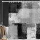 thumbnail image 3 of Cortina de ducha negra, acuarela negra, pinceladas contemporáneas, pintura al óleo, cortina de baño geométrica abstracta, decoración de bañera, tela impermeable, lavable a máquina, con ganchos, 3 of 6