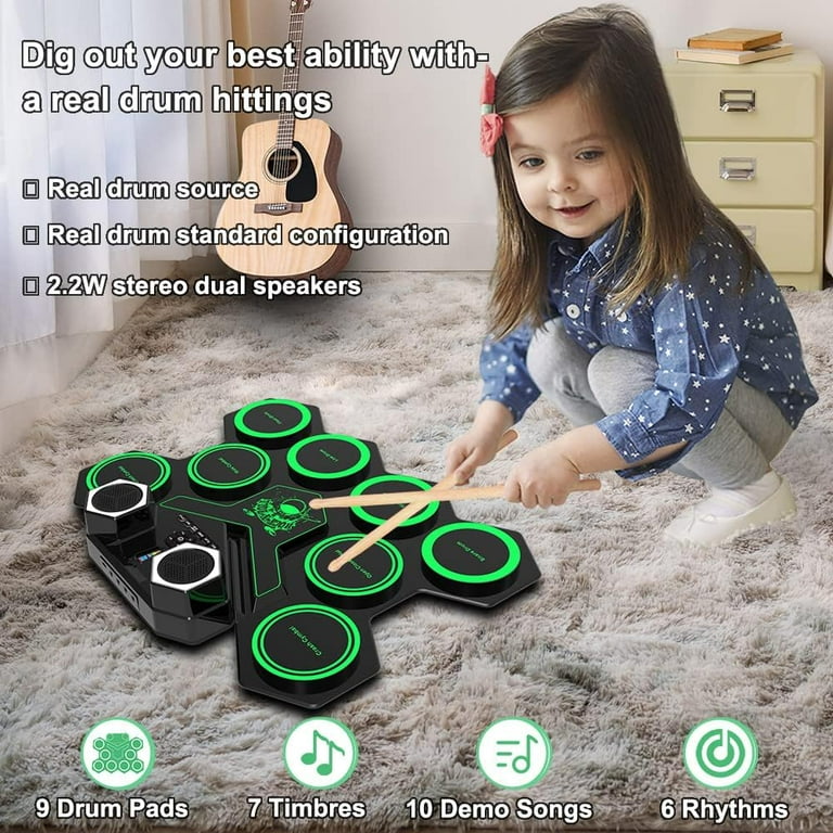 Electronic Drum Set, Portable Tabletop Electric Drum Kit with
