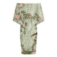 thumbnail image 4 of Chinese Traditional Flower Birds Women's Off The Shoulder Ruffles Summer Wedding Guest Loose Casual Party Beach Dress, 4 of 9