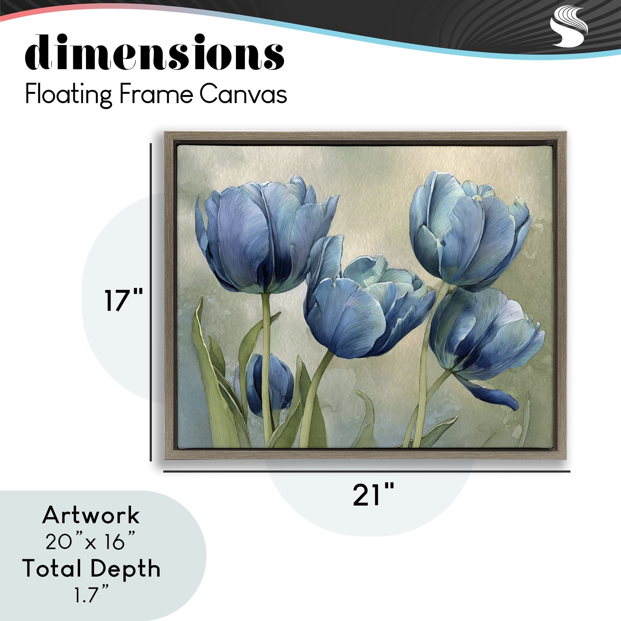 Stupell Industries Drawn Blue Tulip Flowers Brown Framed Floater Canvas Wall Art, design by Franklyn Gregory