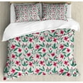 thumbnail image 1 of Flower Duvet Cover Set Queen Size, Shabby Iris Field with Leaves Blooms Spring Bouquet Flourishing Nature, Decorative 3 Piece Bedding Set with 2 Pillow Shams, Dust Pink Jade Green, by Ambesonne, 1 of 3