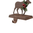 thumbnail image 2 of 6.5" Brown and Green Unique Wooden Reindeer Stocking Holder, 2 of 4