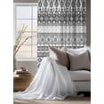 thumbnail image 4 of Sheer Curtains 63 Inch Length, Grey White Boho Semi Sheer Curtains Light Filtering Window Treatment, Vintage Ethnic Tribe Abstract Art Privacy Voile Drapes for Living Room Bedroom 52x63 Inch, 4 of 7