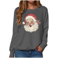 thumbnail image 5 of larppty Women's Retro Santa Xmas Holiday Sweatshirts - Merry Christmas Pullovers Party Outfits (Dark Gray, M), 5 of 6