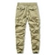 thumbnail image 4 of Puntoco Pantalones casuales de longitud completa para hombre, pantalones casuales de moda para hombre, múltiples bolsillos, botones, cremallera, cintura elástica, pantalones largos, 4 of 5