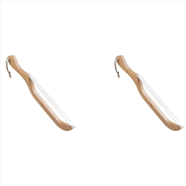 2X Cuchillo de Madera con Forma de para Pan, Cuchillo Dentado de 15,8 Pulgadas con Manejar de Madera, Rebanador de Pan para Pan Casero, Cortador de Pan de Masa Madre