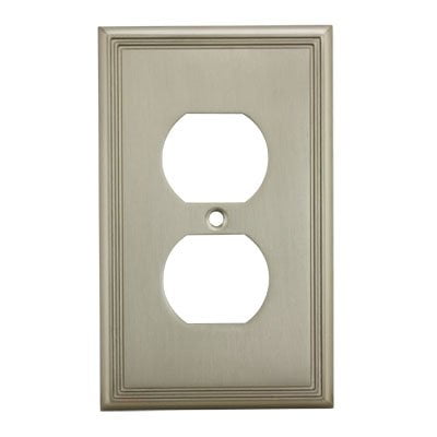 Cosmas 65049-SN Satin Nickel Single Duplex Electrical Outlet Wall Plate / Cover