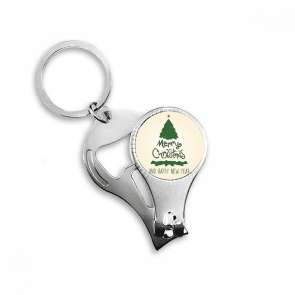 merry mas tree green illustration nail nipper key chain bottle opener clipper