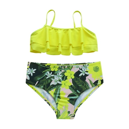 

Gubotare Big Kids Baby Swimsuit Girl s Beach Swimsuit HolidayGirls Summer Print Swimsuit Green Leaf Print Suit for Little Girls Yellow 9-10 Years