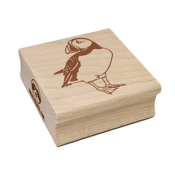 Shy Puffin Bird Square Rubber Stamp Stamping Scrapbooking Crafting - Small 1.25in