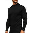 thumbnail image 2 of Mens Mock Turtleneck T-Shirt Long Sleeve Pullover Basic Designed Undershirt Stretch Lightweight Top, 2 of 5