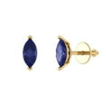 thumbnail image 2 of 1.0 Ct Marquise Cut Studs Blue Tanzanite 18K Yellow Solid Solid Gold Everyday Dainty Earrings Screw Back, 2 of 7